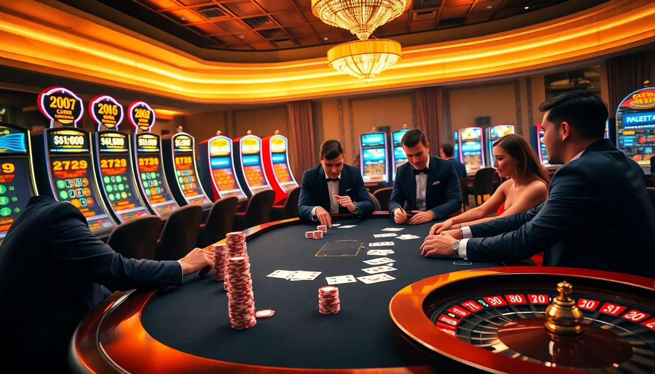 Experience the excitement of jeet buzz with players engaged in thrilling casino games at a stylish table.