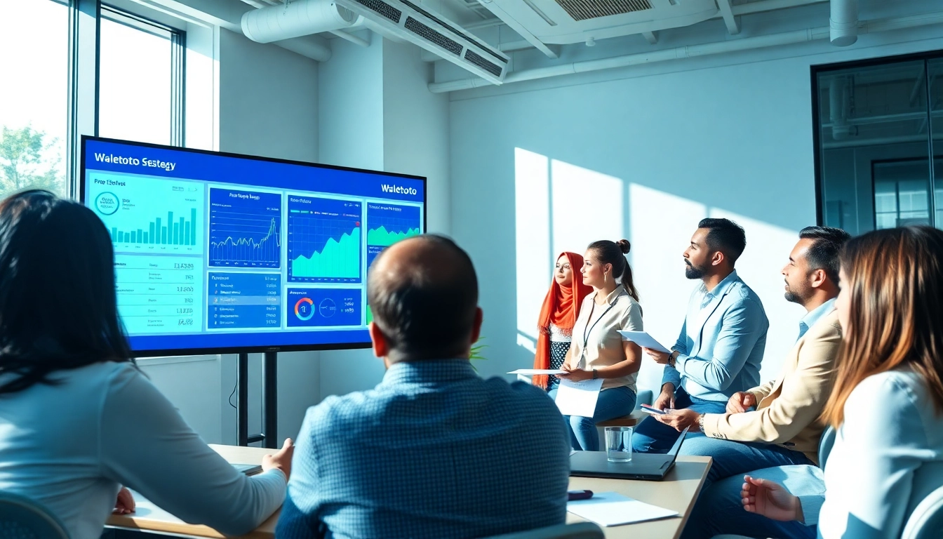 Analisis strategi walettoto oleh tim profesional di ruang kantor modern.