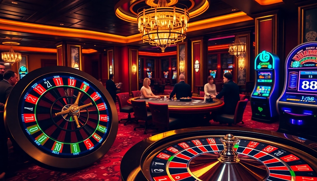 Experience the thrill of lc 88 at a lavish casino with vibrant roulette and blackjack tables.