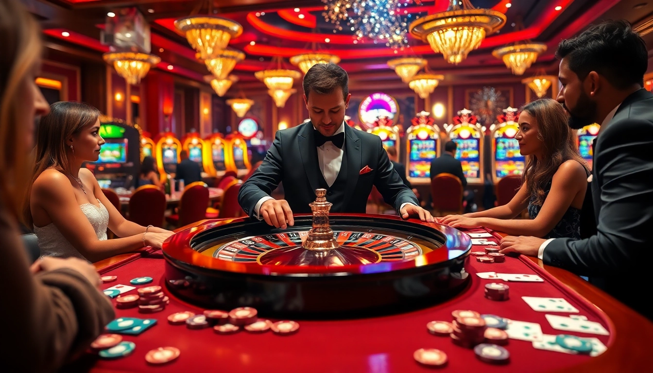 Experience high-stakes gambling action at https://f168.ing/ with a vibrant casino scene filled with excitement.