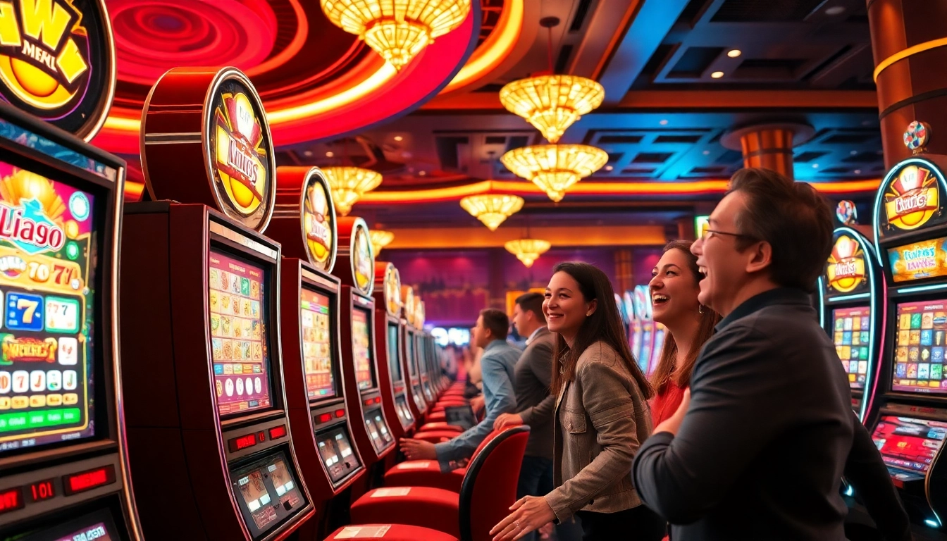 Engaging players experiencing the excitement of nổ hủ slots in a luxurious casino setting.