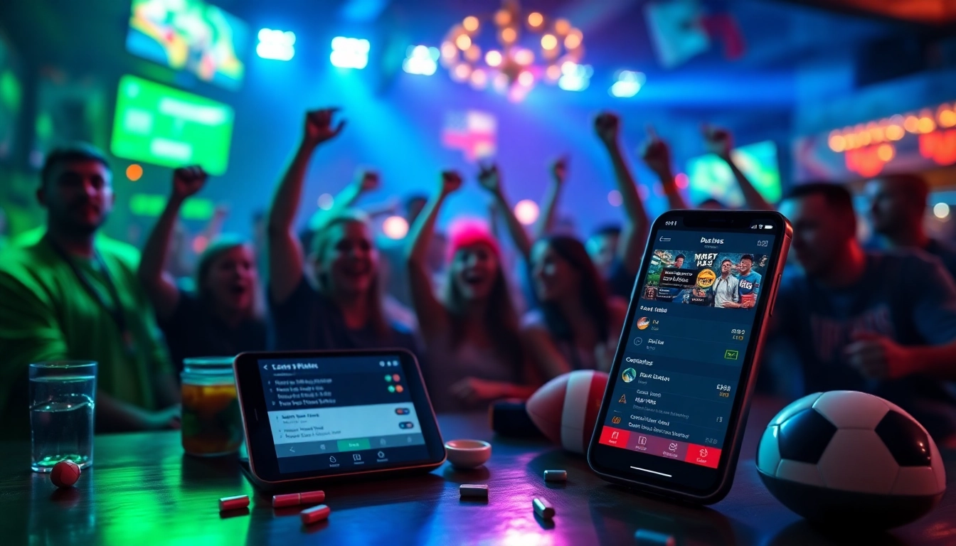 Engaging sports betting apps Texas showcased on a smartphone in a lively environment.