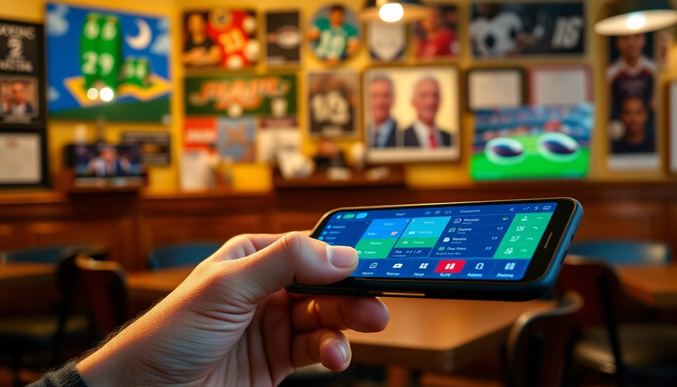 Engaging sports betting apps Manitoba displayed on a smartphone in a vibrant cafe.