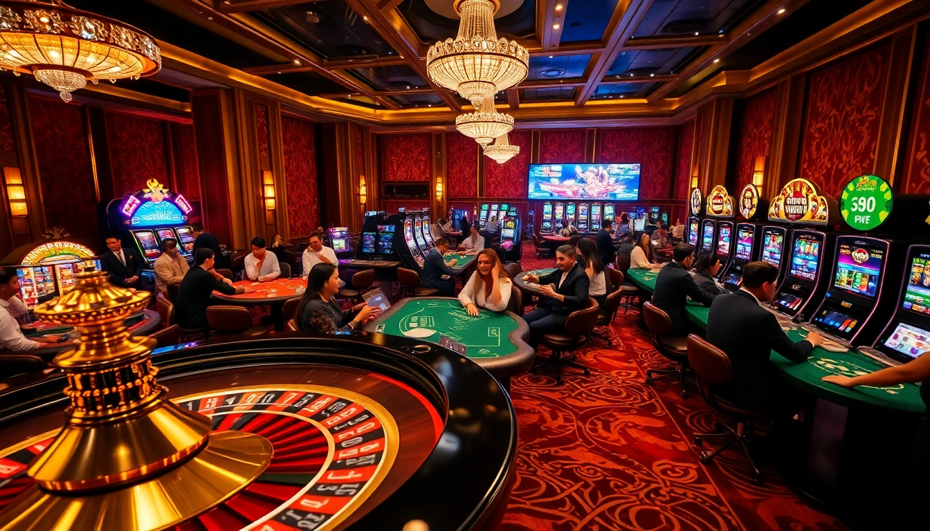 Experience the excitement of online gambling at https://rr88.pizza/ with immersive casino visuals featuring roulette and poker tables.
