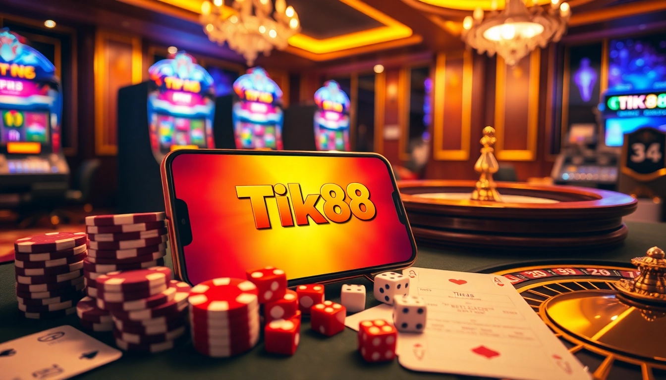 Trải nghiệm sự phấn khích của trò chơi Tik88 với các yếu tố casino sống động và ứng dụng trên điện thoại thông minh.