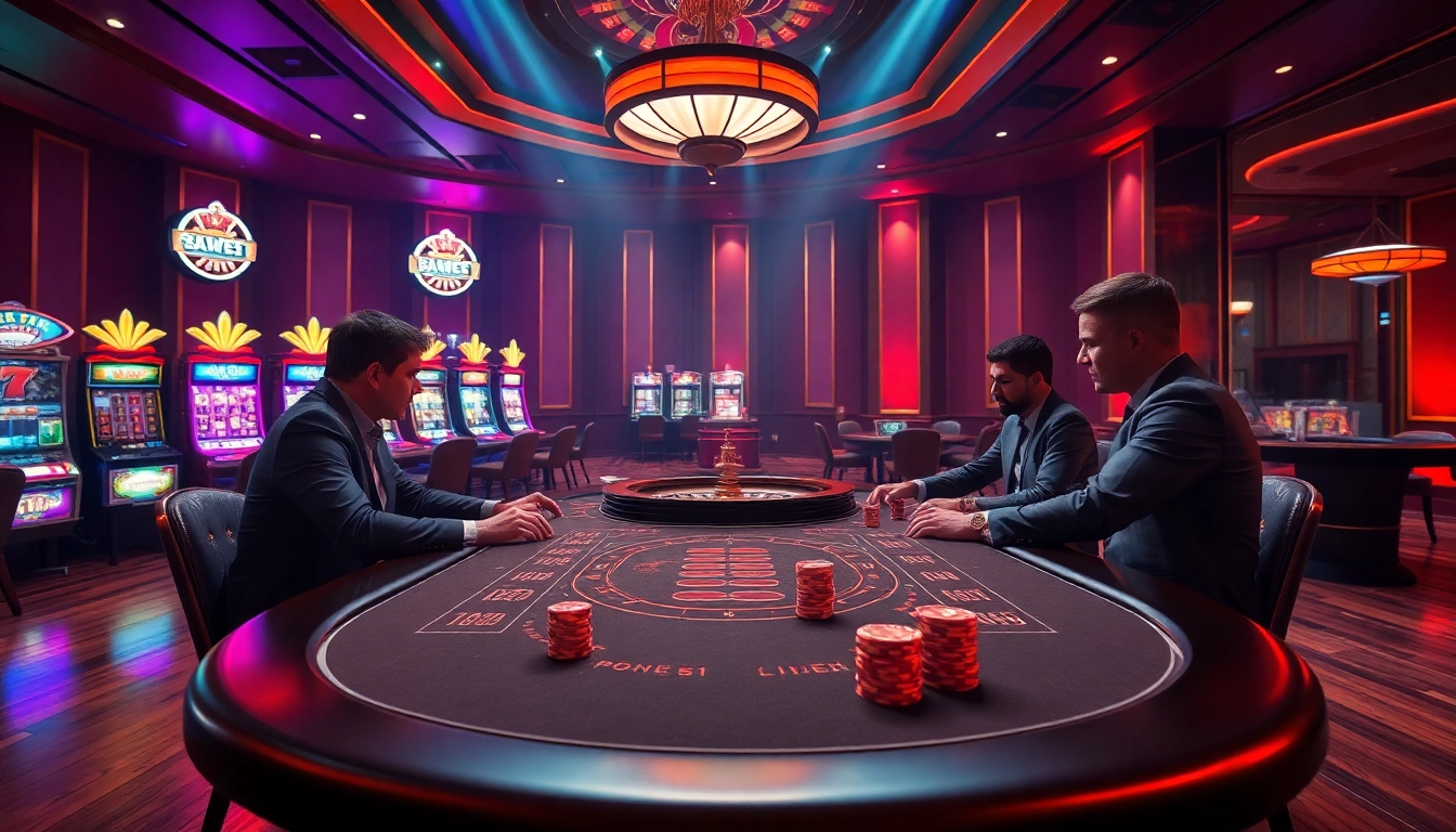 Winning strategy at SC88 with players at an elegant poker table in a vibrant casino.