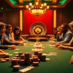 Hoạt động poker đầy căng thẳng trên bàn casino sang trọng với chip poker cg79 và bộ bài cg79.