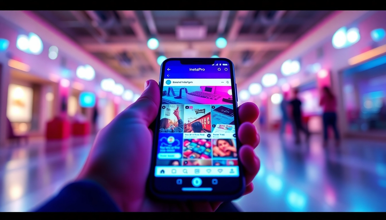 Showcase the advanced features of instapro apk on a smartphone, enhancing Instagram experience.