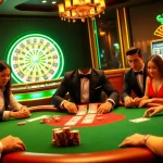 Engaging players at a poker table during a Gopay88 Daftar casino night with vibrant lighting and high stakes.
