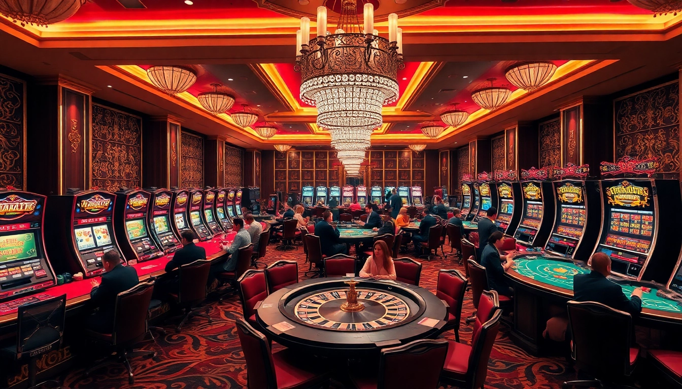 Experience thrilling gameplay at MMOO with vibrant casino elements like tables and slot machines.