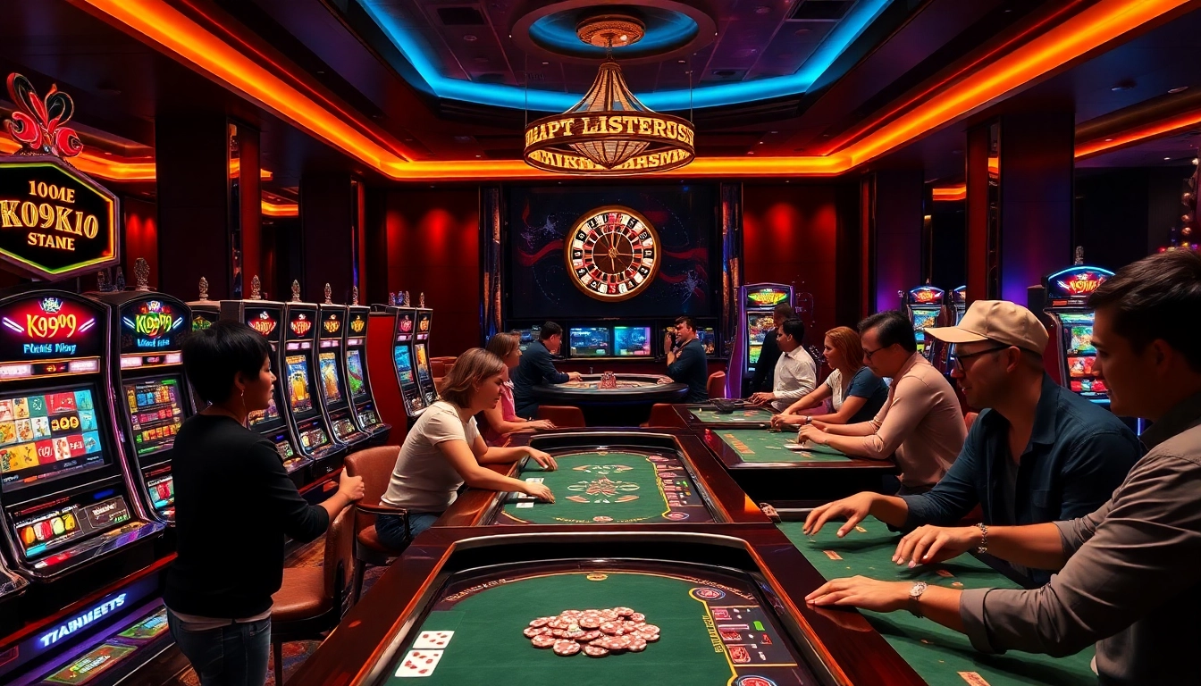 Players enjoying the k9k9 game at a luxurious casino table, showcasing excitement and engagement.