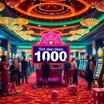 Exciting casino scene highlighting slot depo 1000 on vibrant slot machines amidst jubilant players.
