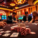 Experience the thrill of gambling with RR888 chips on a luxurious casino poker table.