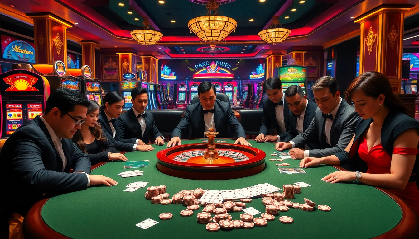 High-stakes poker game at 56WIN casino, showcasing luxury and excitement.