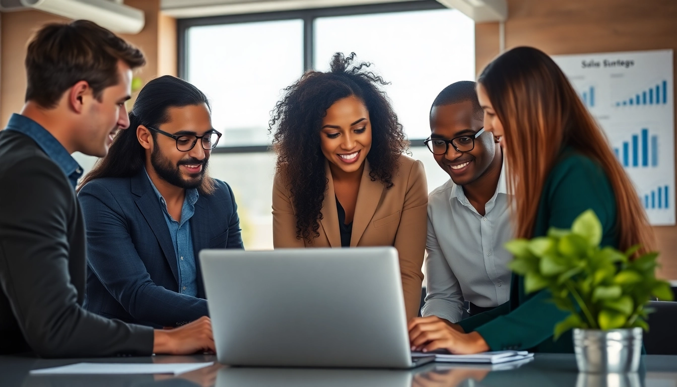 Find 1099 sales reps collaborating in a modern office setting.