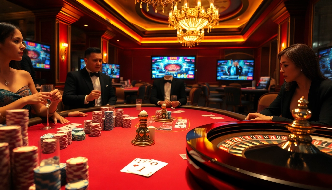 Experience high-stakes action with NOHU90 at a luxurious poker table featuring colorful chips and cards.