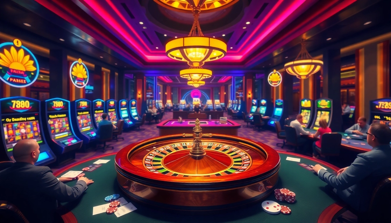 Experience the excitement of 789P gaming at a vibrant casino with roulette, poker, and slot machines.