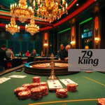 Players engage in an exciting game of poker at a luxury table featuring 79 king branded elements.