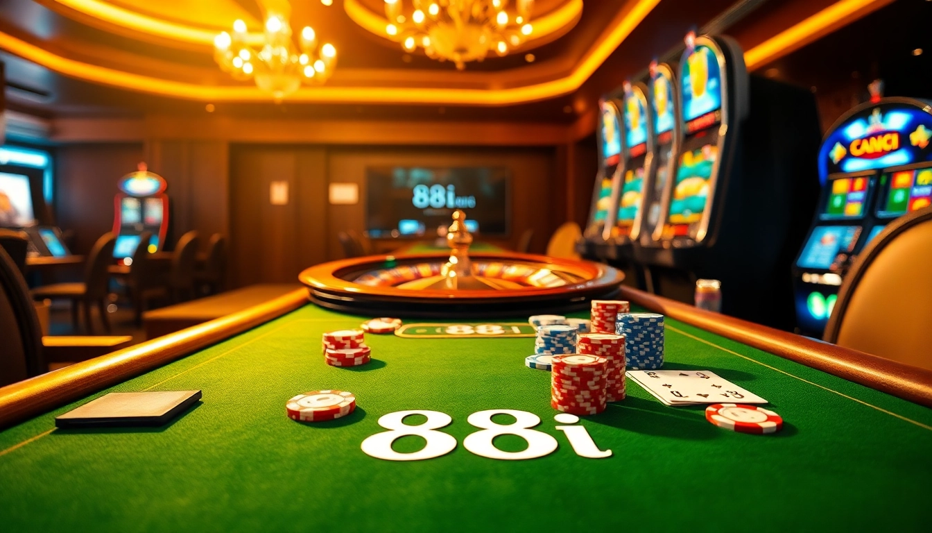 Experience the thrill of high-stakes play at the luxurious poker table featuring 88i branding.