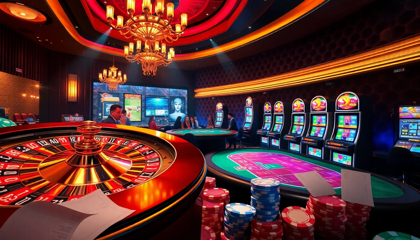 Engaging scene of luxury gambling at nhà cái WN678 with roulette and poker excitement.