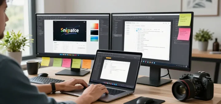 Efficiently using 截图工具下载 with Snipaste in a modern workspace.